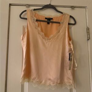 Lauren Ralph Lauren 100% Silk Lace Trim Camisole Tank Top Pink NWT Size 4